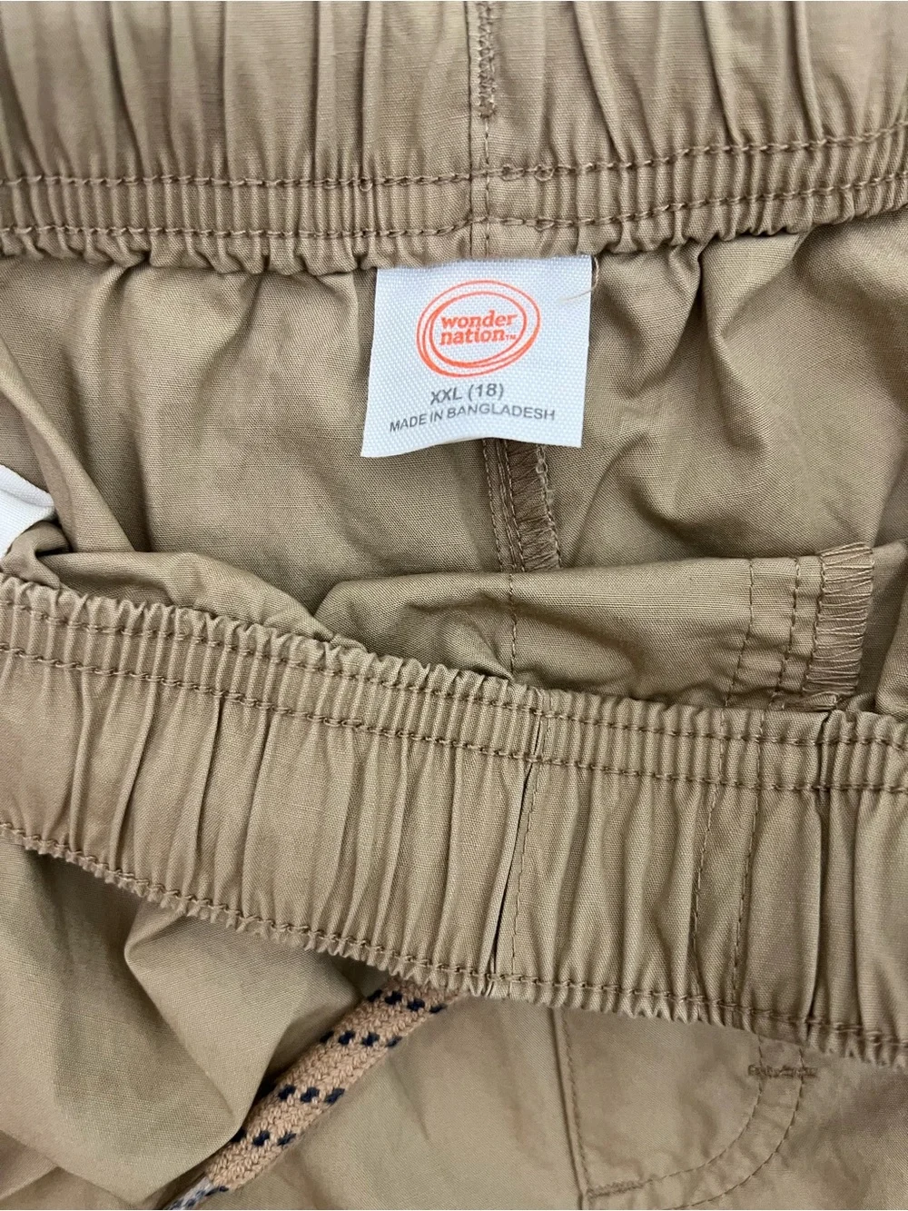 Wonder Nation Boys Beige Cargo Shorts Flat Front Drawstring Elastic Waist